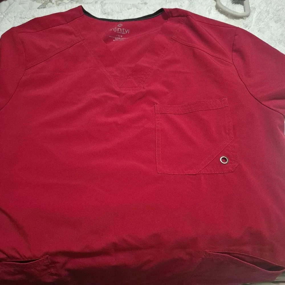 NFINITY Red Men's Scrub Shirt....Size:L - Picture 8 of 10